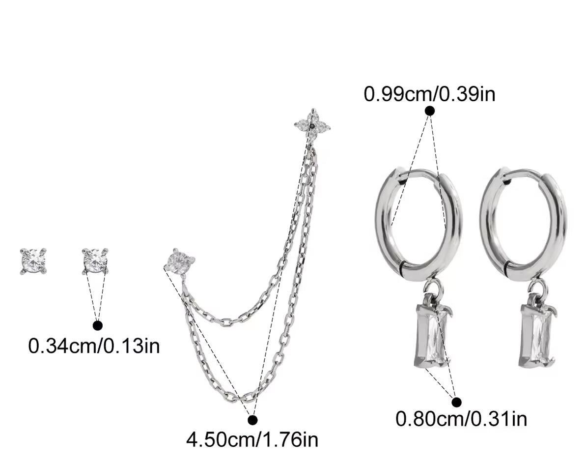 Earring Stack 3 Triple Stack Earring Set in Silver – Misgraceful Jewellery